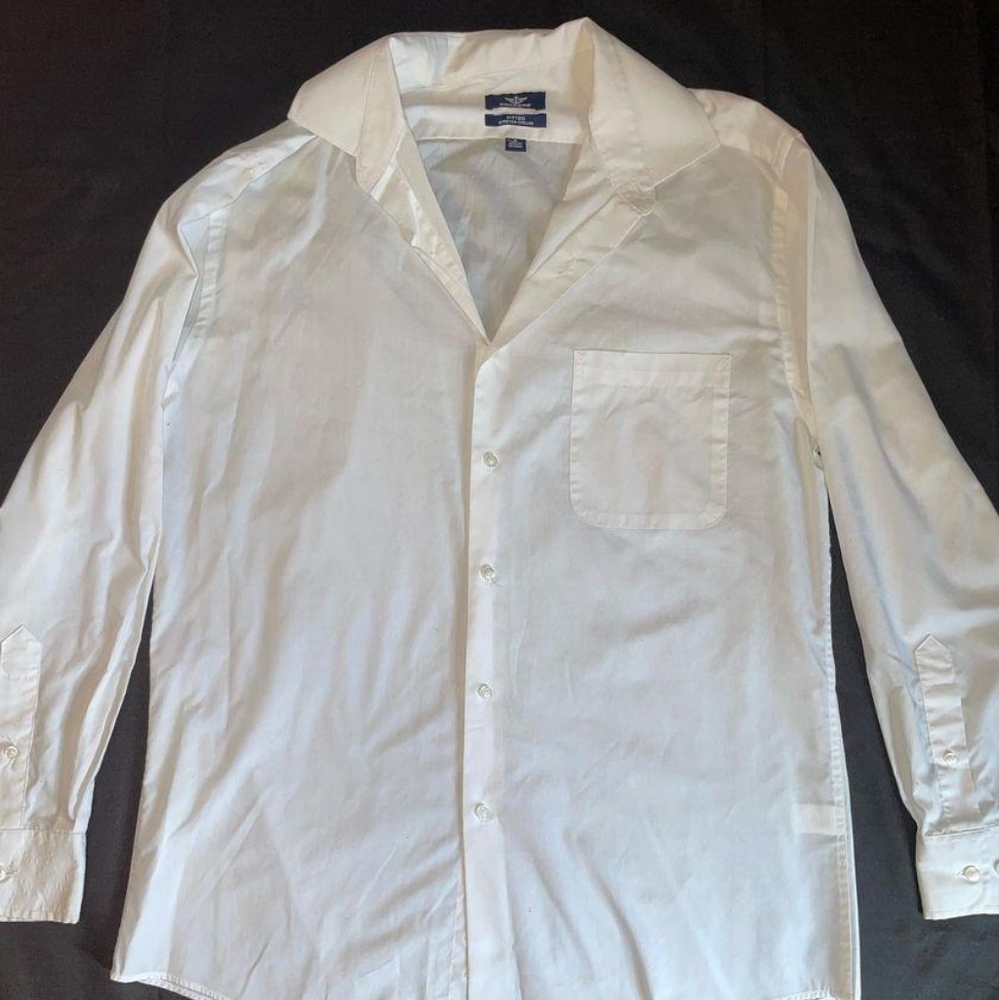 Dockers Mens Medium Fitted Collar White Dress Shirt
